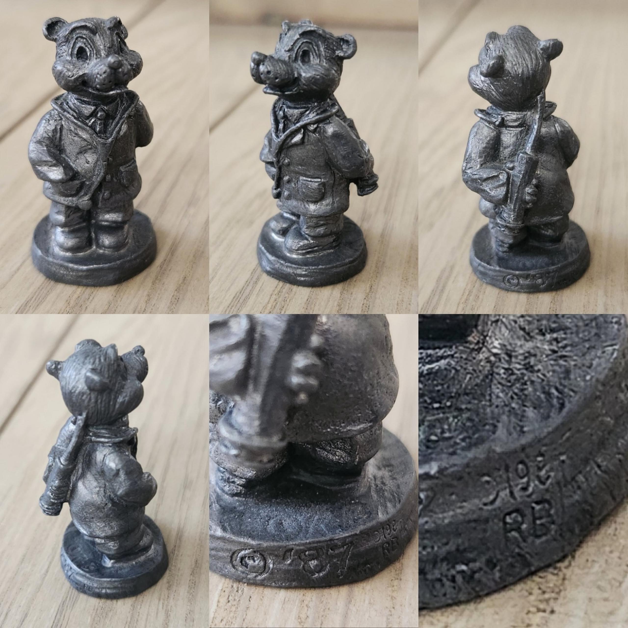 Vintage Ricker Bartlett RB Signed Pewter 1987 2" in. squirrel Bear? figurine