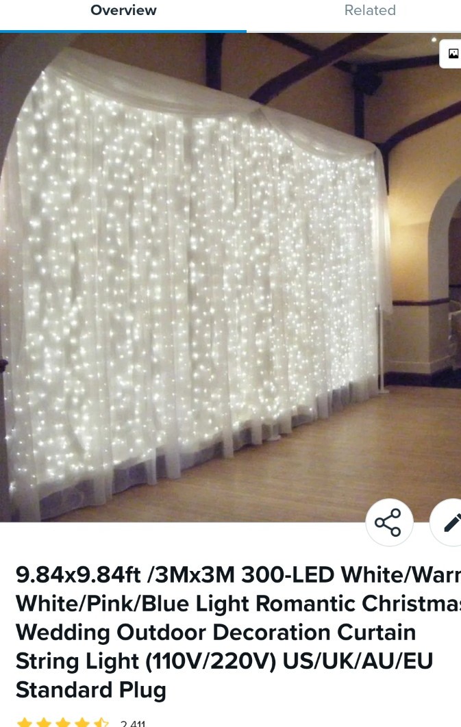 300 LED light curtain purple LED lights 10 foot by 9 foot