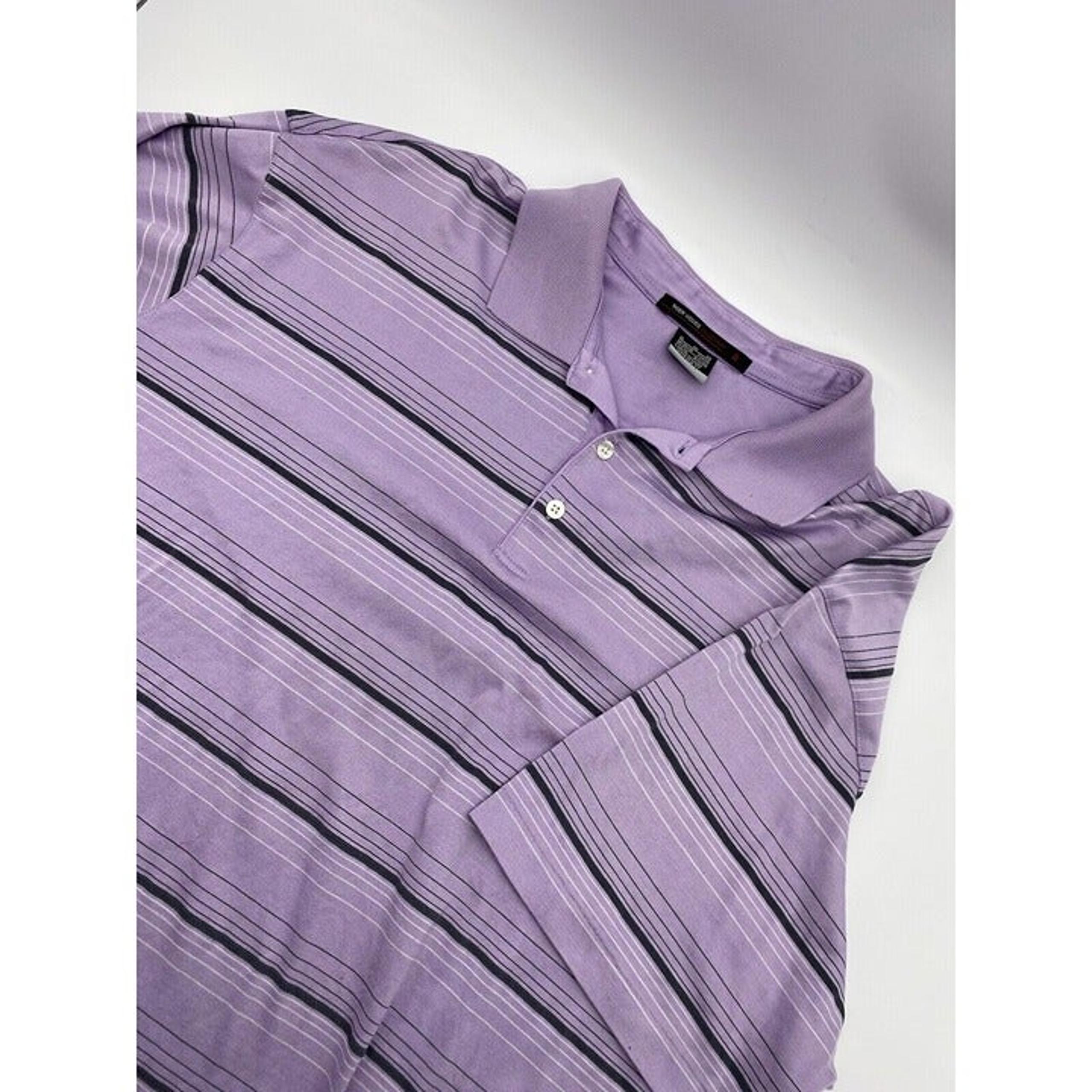 Tiger Woods Collection Polo Mens Size XL Short Sleeve Golf Purple Stripe Cowboys