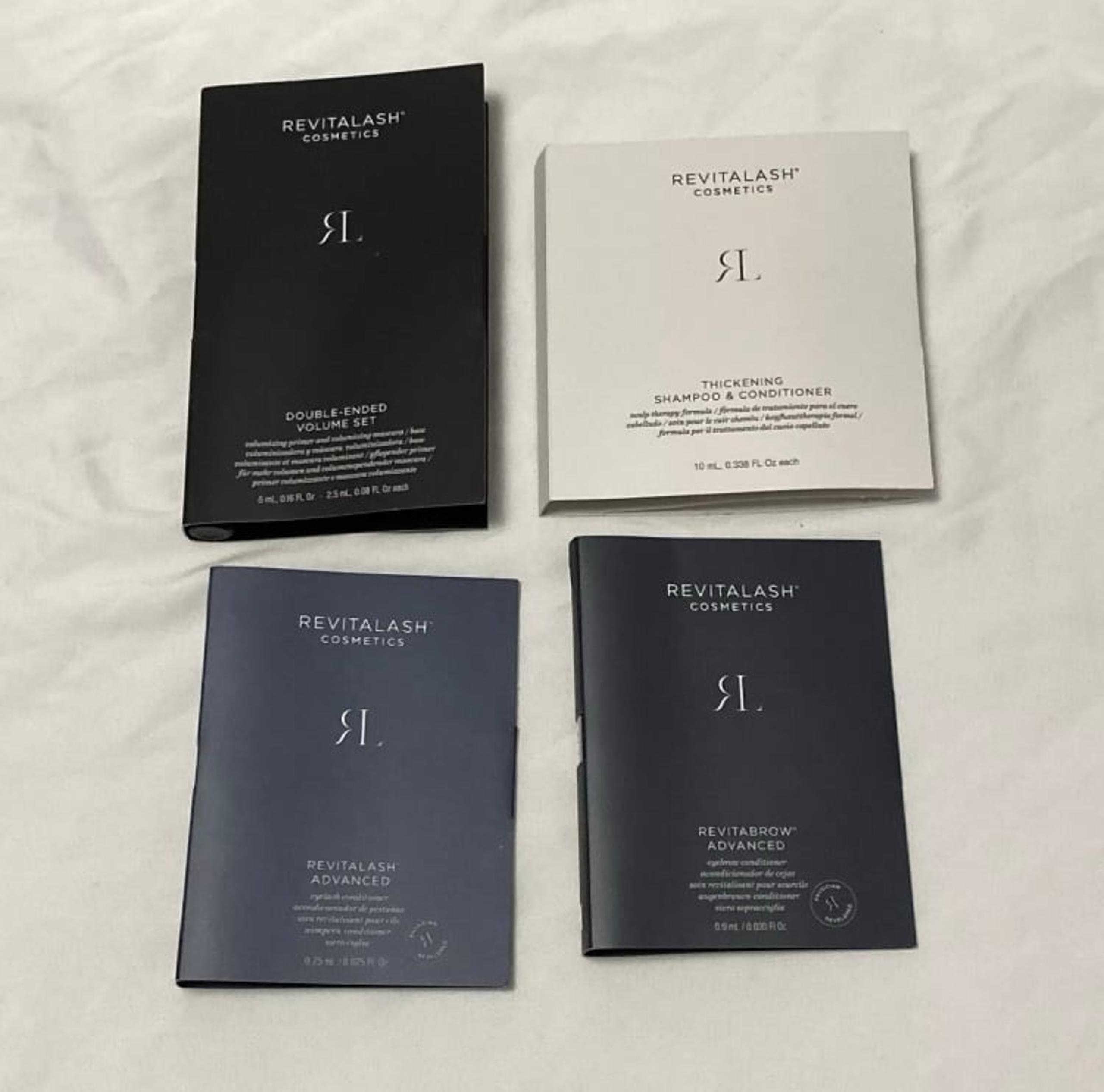 REVITALASH COSMETICS Sample Eyelash Eyebrow Shampoo Conditioner Primer Lot of 4