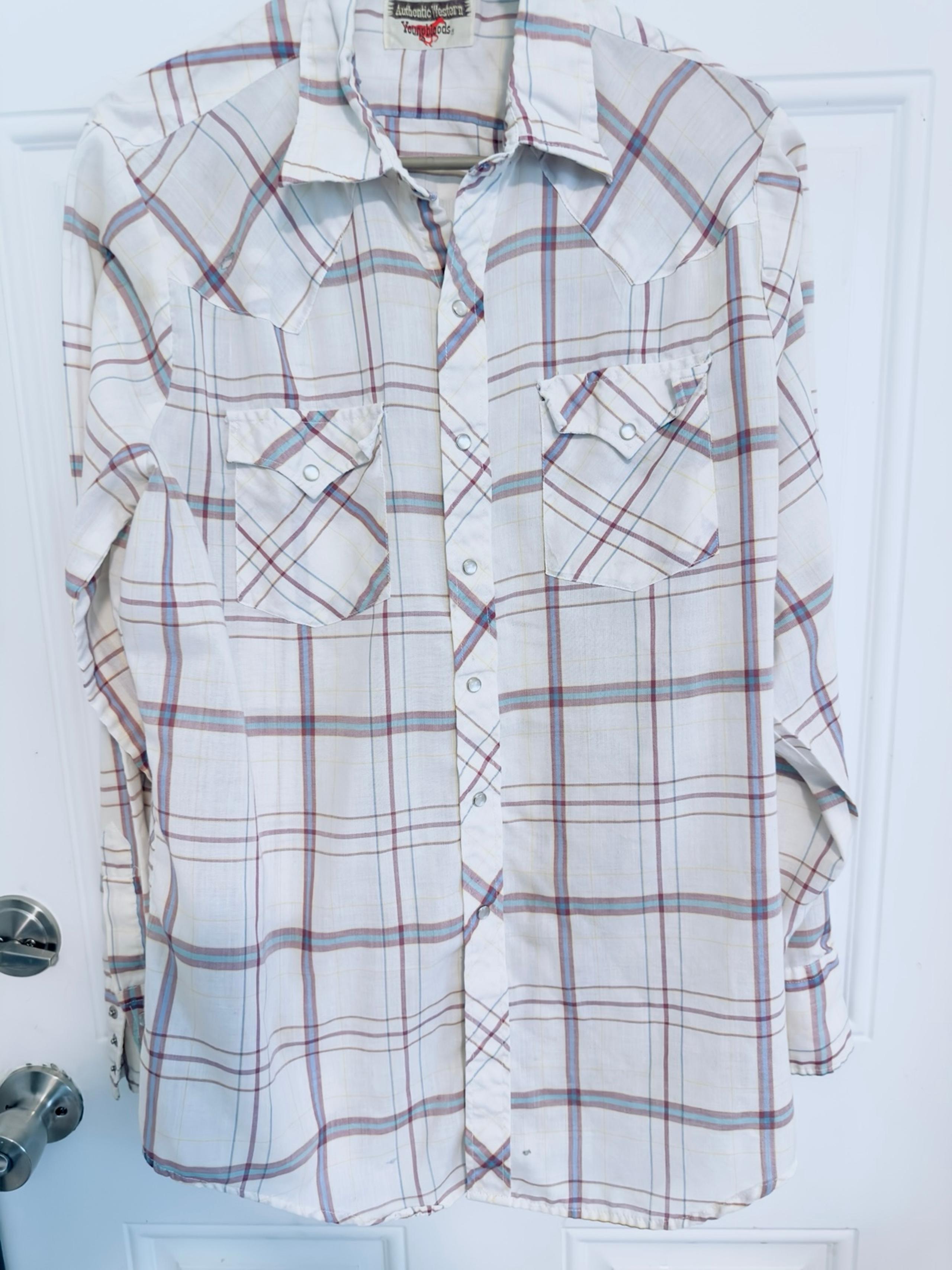 Authentic Western Youngbloods Men’s Button Front Cowboy Shirt Pearl Snaps Sz L