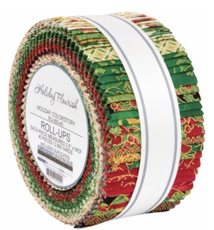 Holiday Flourish Robert Kaufman Jelly Roll Up Fabric