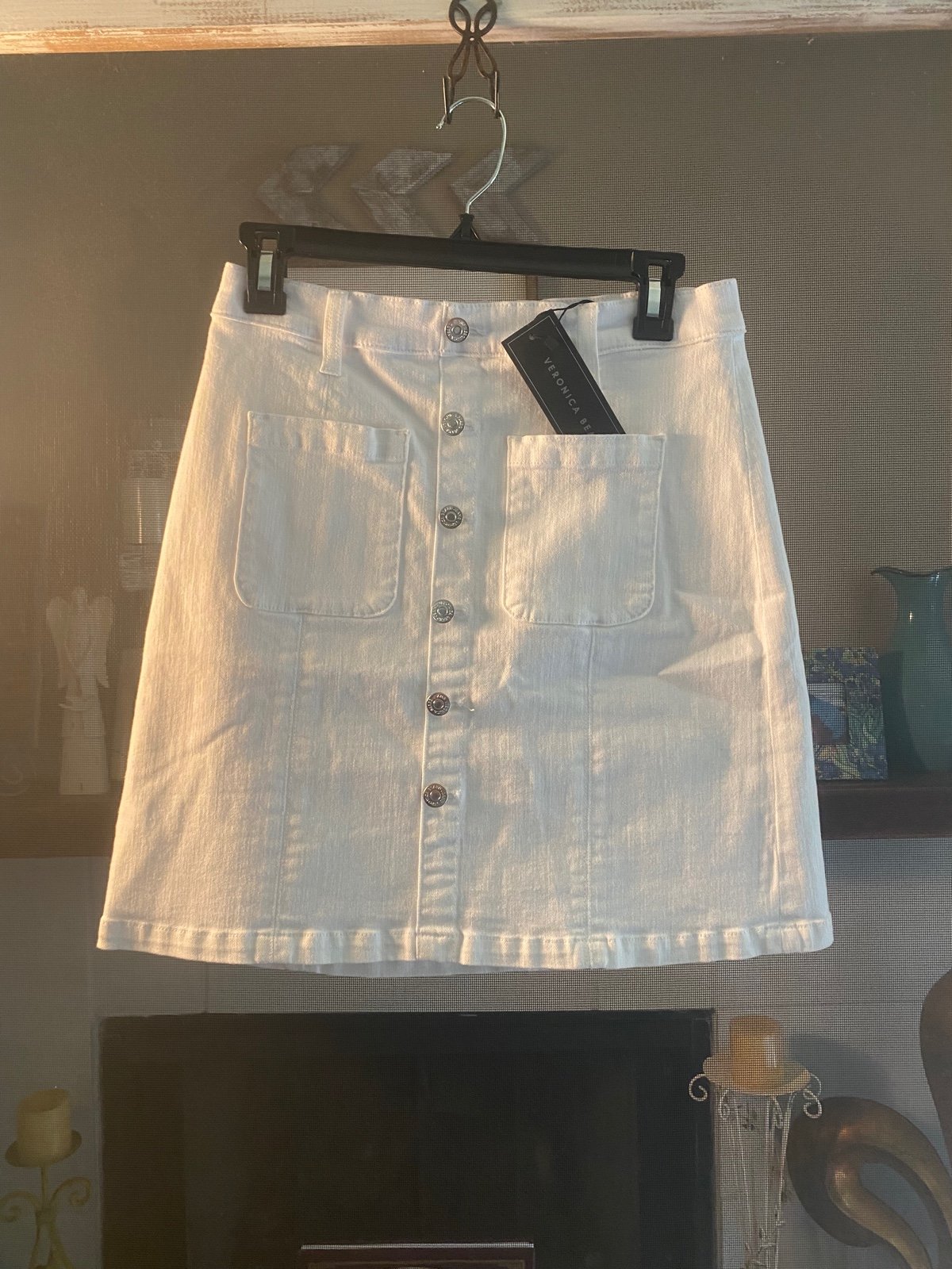 Veronica Beard White Jean Skirt