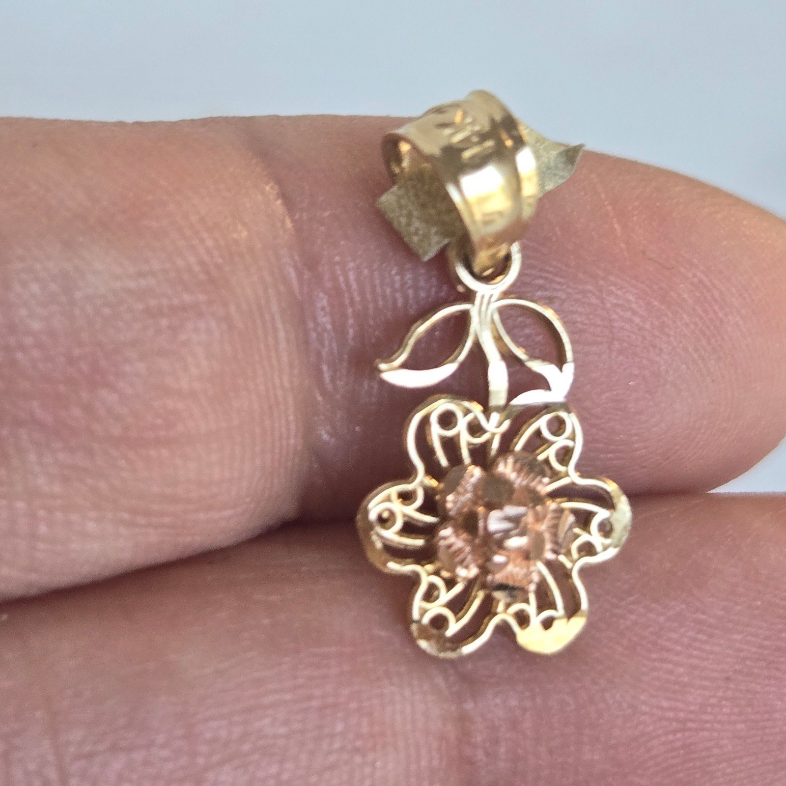 Small Dainty 14k gold flower pendant charm