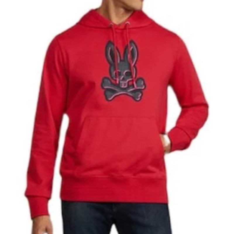 Psycho Bunny Drake Popover Intense Red B6H630R1FT Men's Hoodie - Size S - GUC