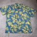 Vintage Reyn Spooner Hawaiian Shirt Men L Blue Leaves Floral Reverse Print Leaf