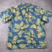 Vintage Reyn Spooner Hawaiian Shirt Men L Blue Leaves Floral Reverse Print Leaf