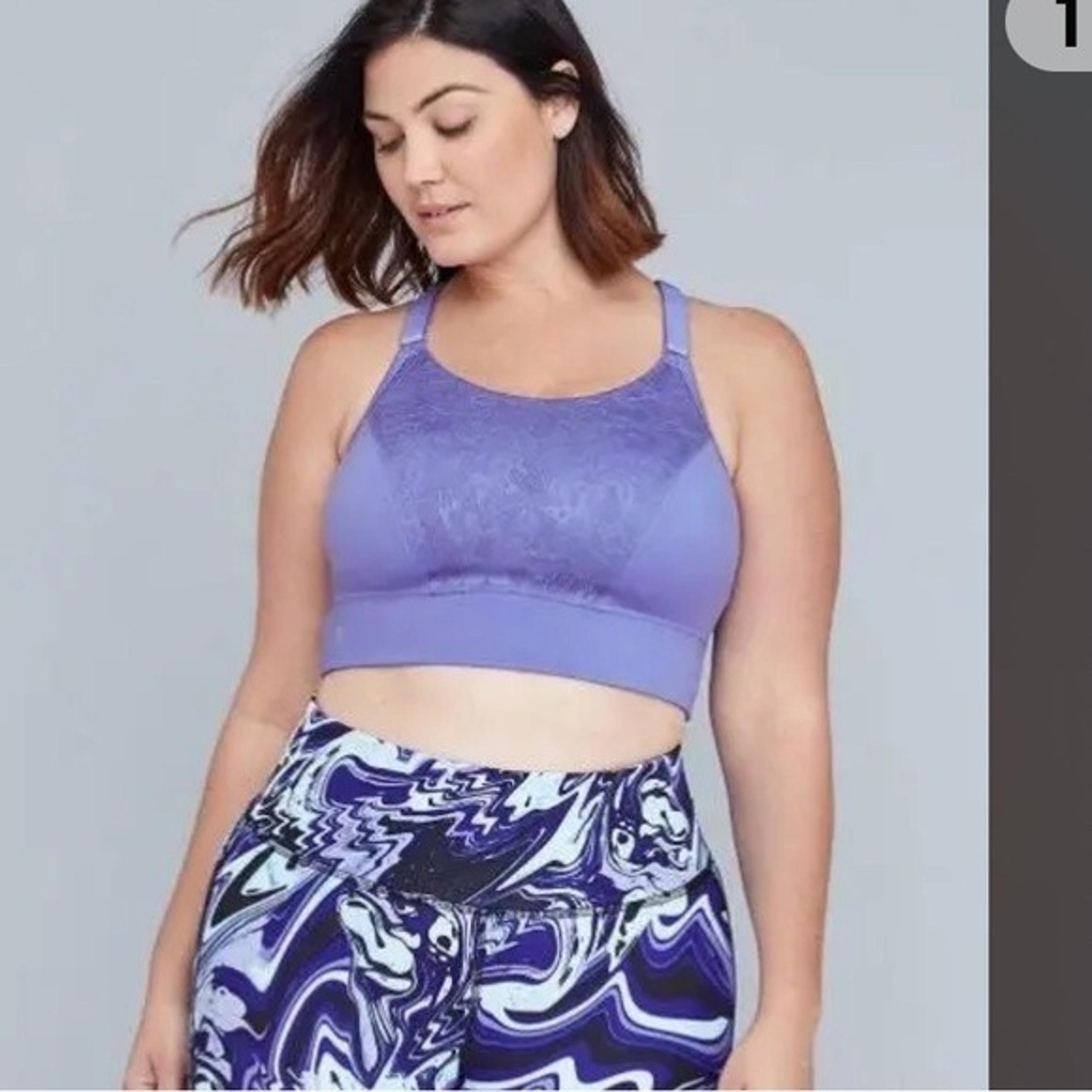 Lane Bryant Livi Active Plus Size 16 Violet Storm Knotted Back Sports Bra