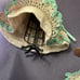 Dollhouse Green Crochet Dress Form With Bonnet, Party, Artist Original VTG 1:12