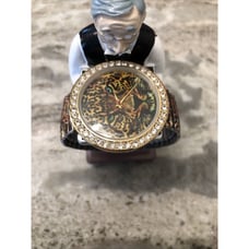 Silver Tone Multicolored Tiger Face with Rhinestones Bezels Watch New Battery