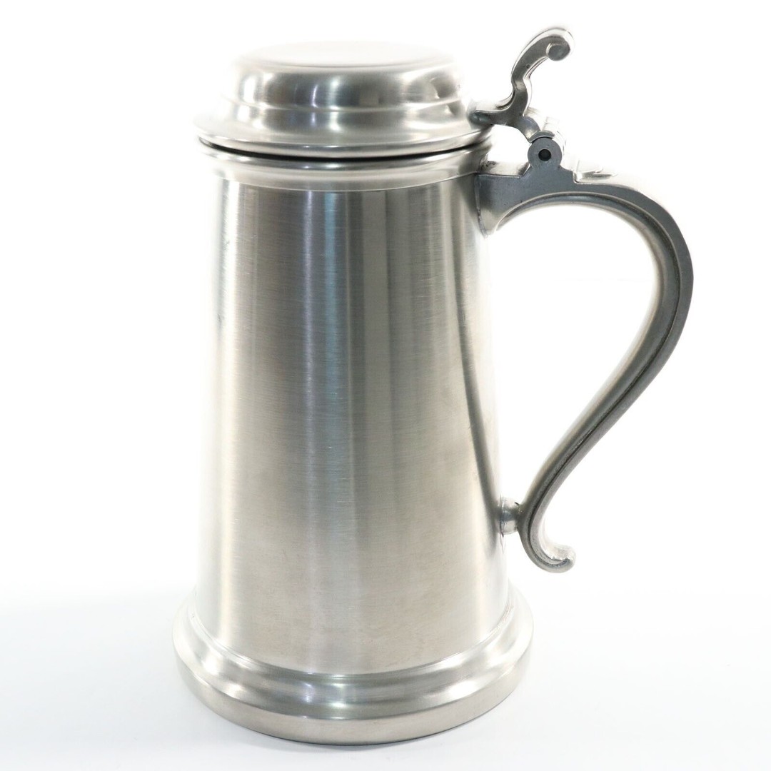 Americana Pewter VTG Satin Finish Beer Stein Flip Top Lid Mug Tankard 282 25 3