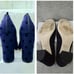 Boden Lisbeth leather suede pumps | Navy rounded cap toe w black polka dots EU41