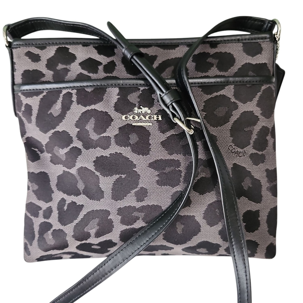 Coach Black and Gray Crossbody Bag with Animal Print