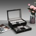 12 Slot PU Leather Lockable Watch Storage Boxes,2-tier Organizer Watch Showcase