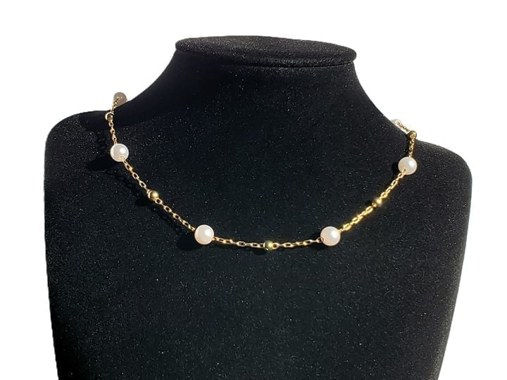 14K Gold Womens White Natural Pearl Necklace 16 18 Chain 14 K Silver Jewelry