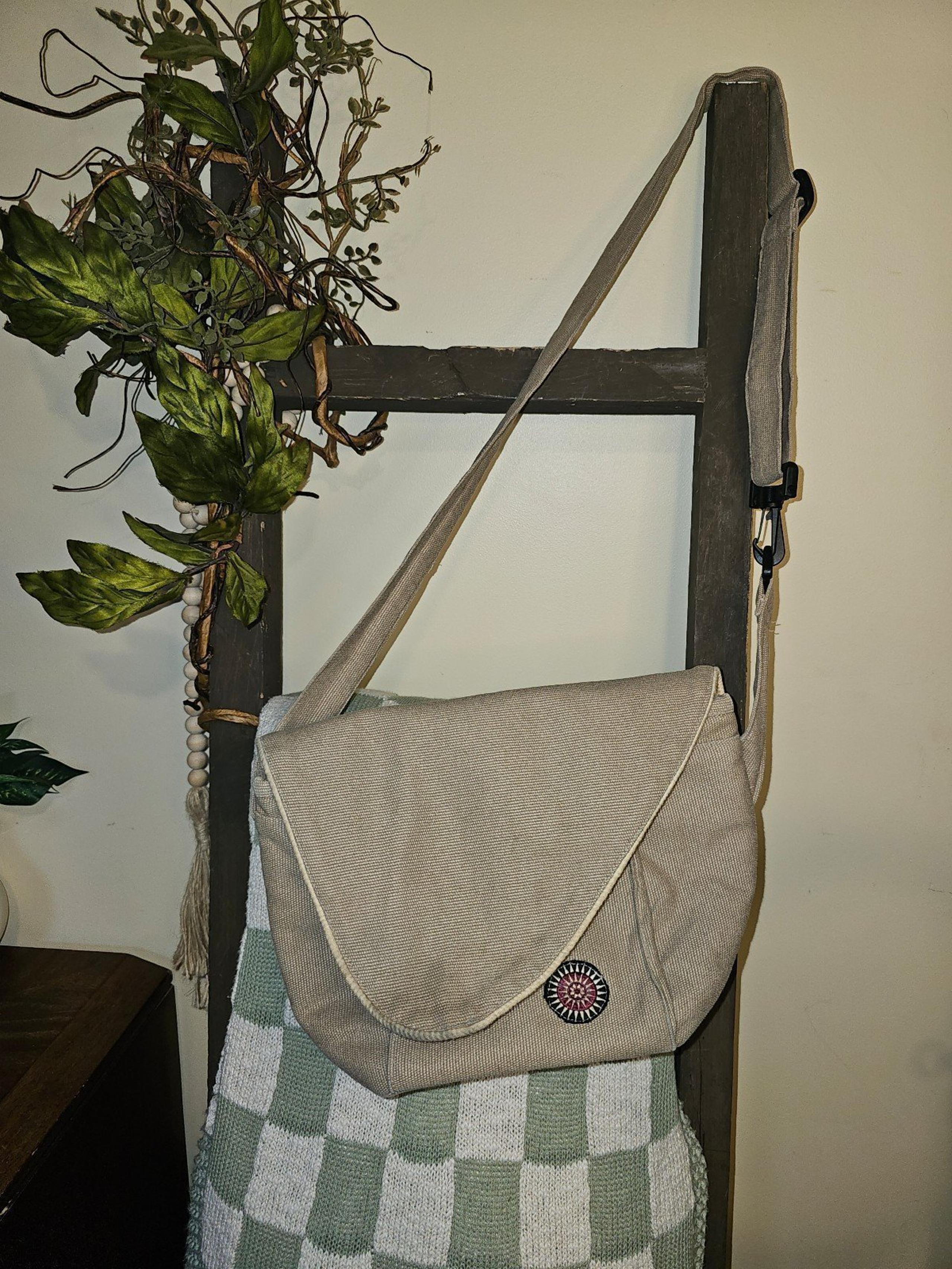 Unique Batik fair trade 100% cotton canvas crossbody purse 11x8x5 large pocket