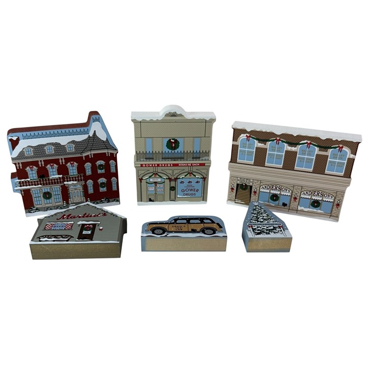 SET of 6 Vintage 2003 It's a Wonderful Life The Cat's Meow Village Buildings LOT