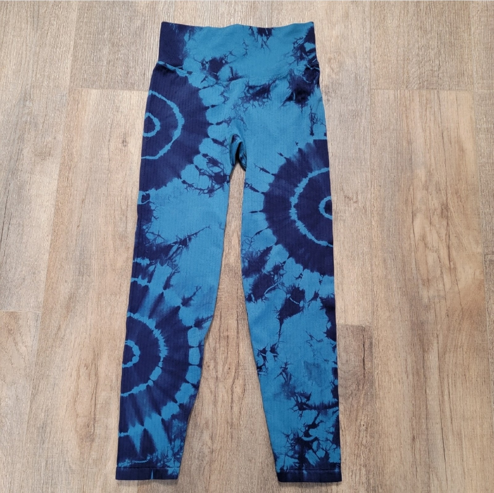 PINK VS Active Leggings Seamless High Waist 7/8 Length Tie Dye Blue S Small Logo