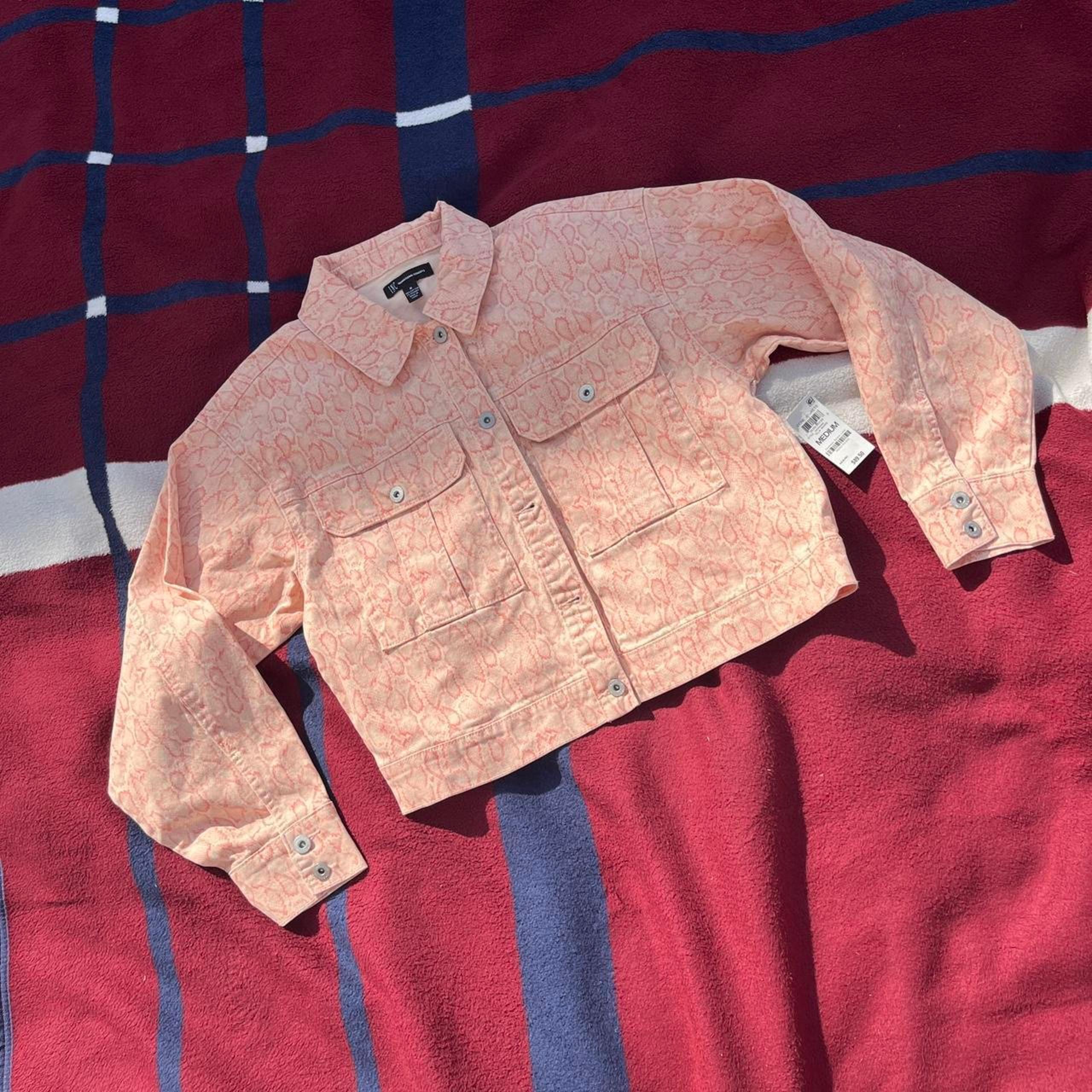 NWT I.N.C. International Concepts Ella Snake-Print stretch Denim Jacket M