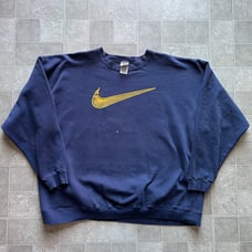 Nike Pullover Crewneck Sweatshirt Vintage Swoosh 90s Logo Navy Blue Men’s Xxl