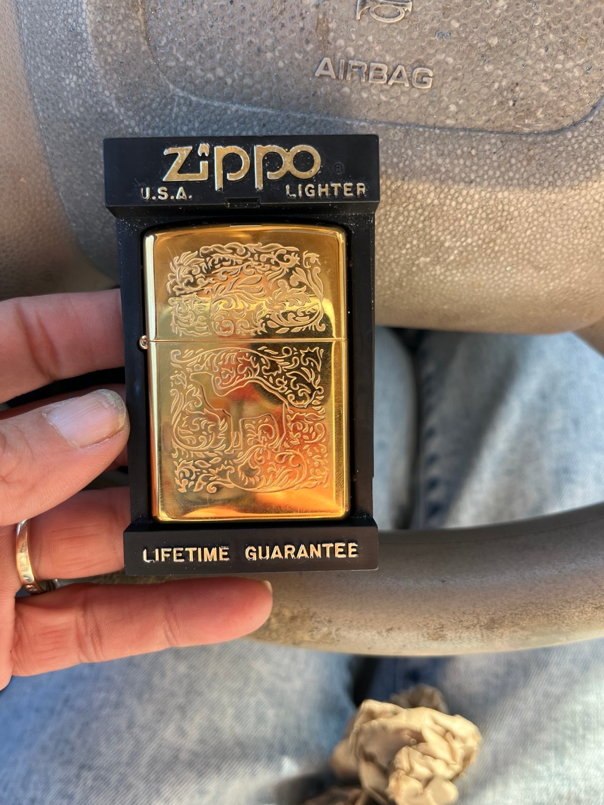 1995 RARE 22 karat zippo, lighter collectible, etched both sides!!