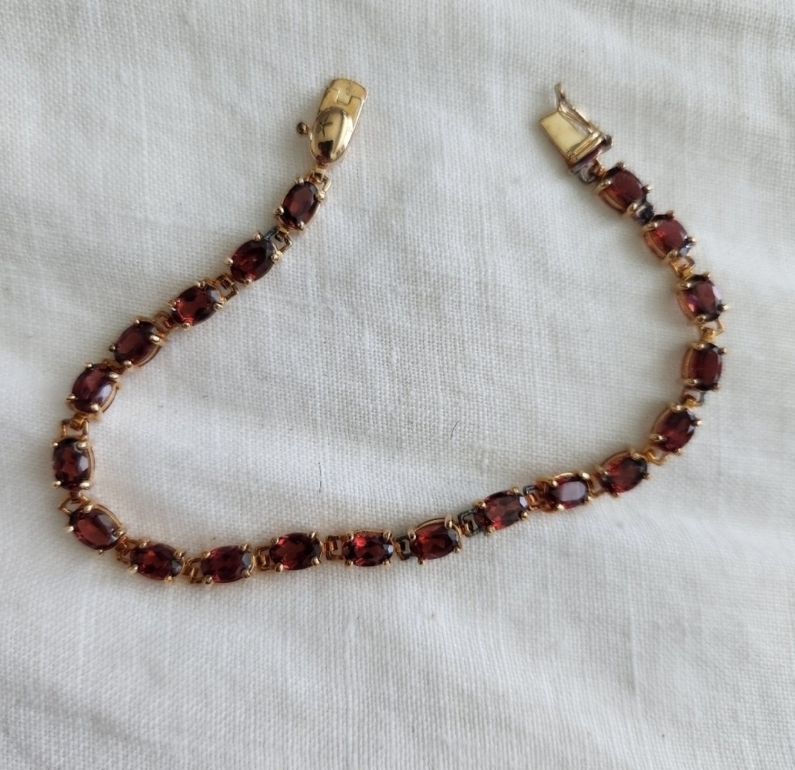 NWOT Garnet Tennis Bracelet -10k Rose Gold Genuine Oval 8.6 CTW Gems