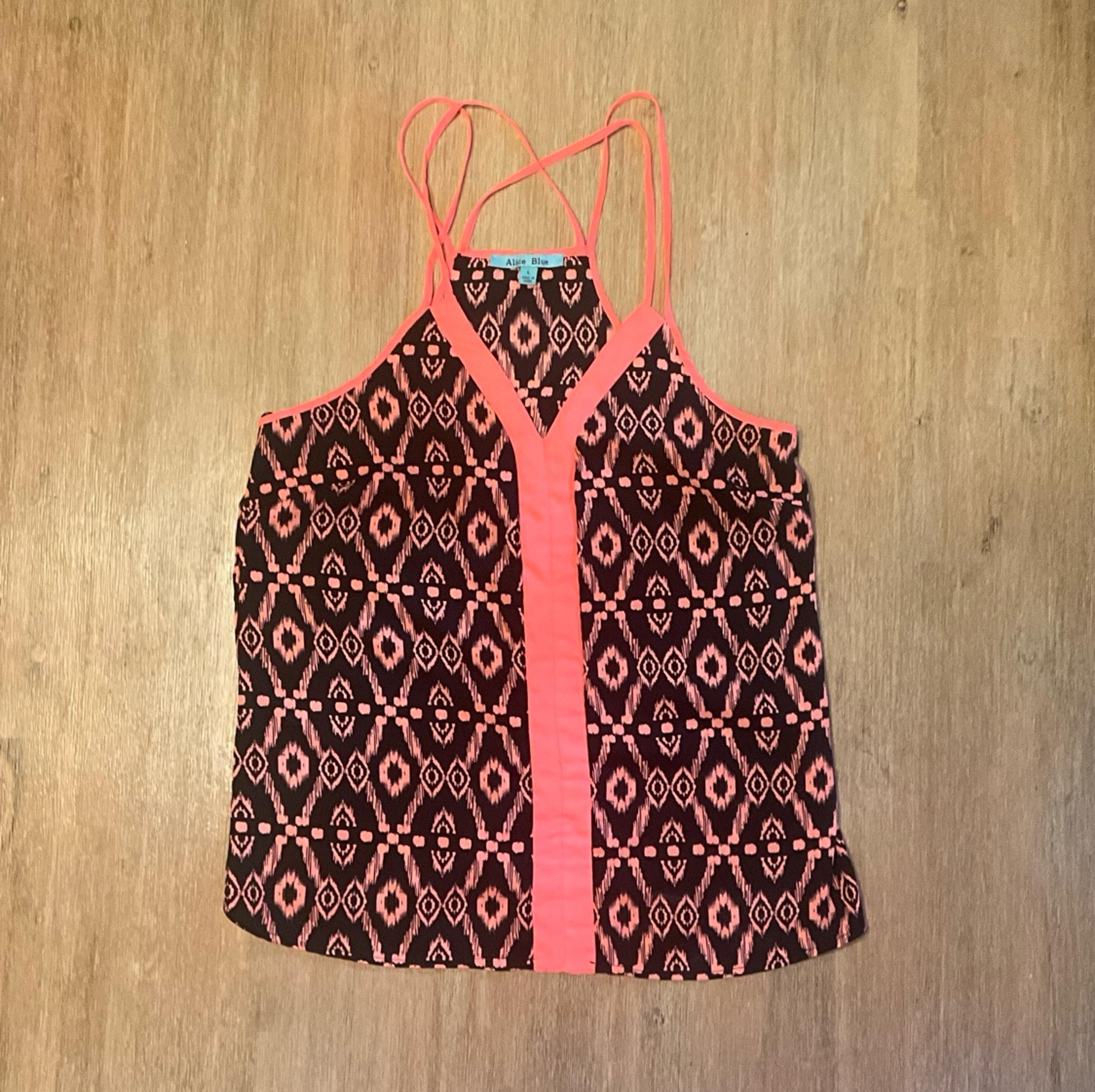 Alice Blue Black and Bright/Neon Pink Tank Top - Size Large