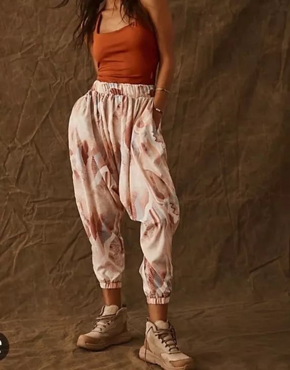 Free people movement print harem relaxed fit onesie jumpsuit size xs NEW