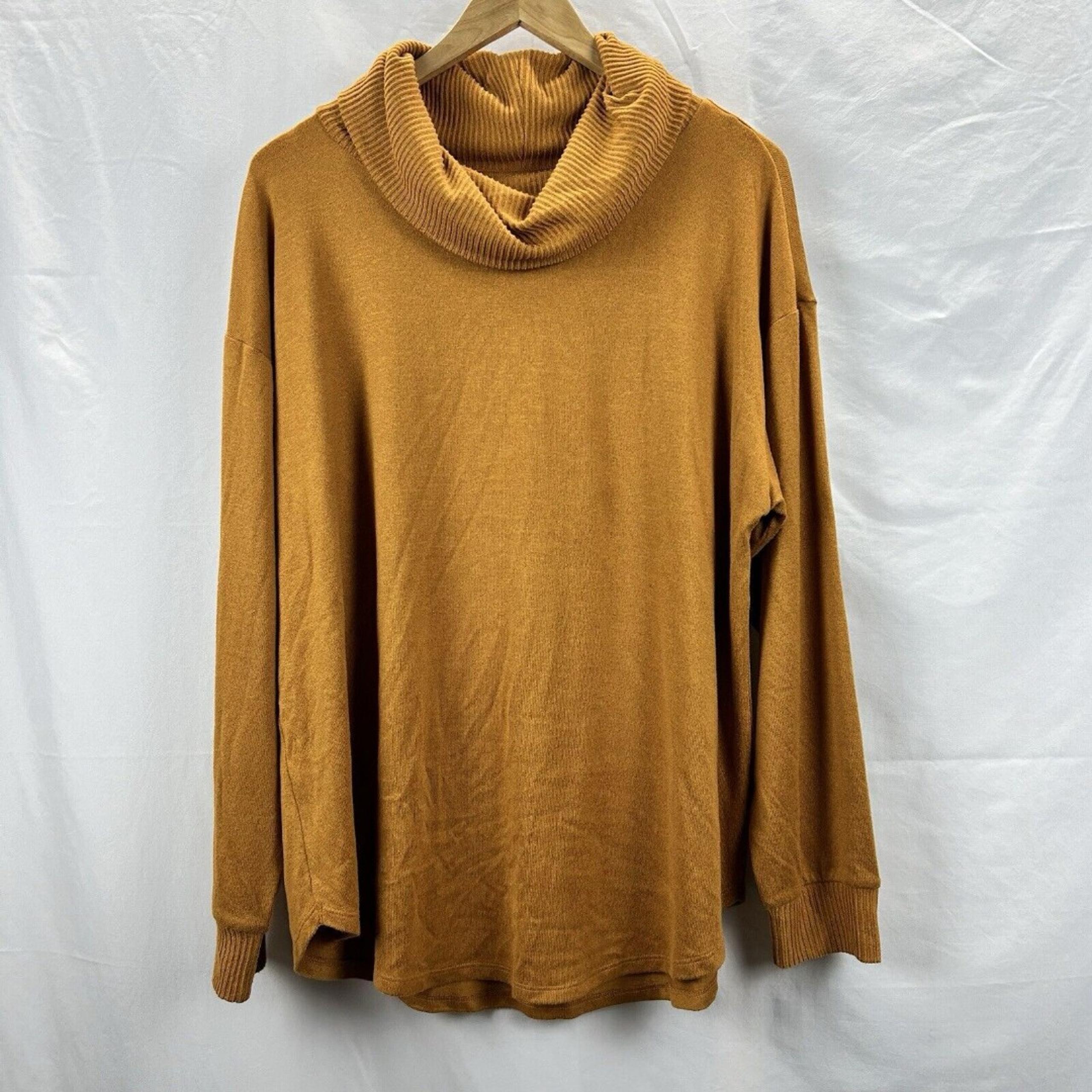 St Johns Bay Cowl Neck Sweater Women's XXL Long Sleeve Pullover Knit Top Yellow