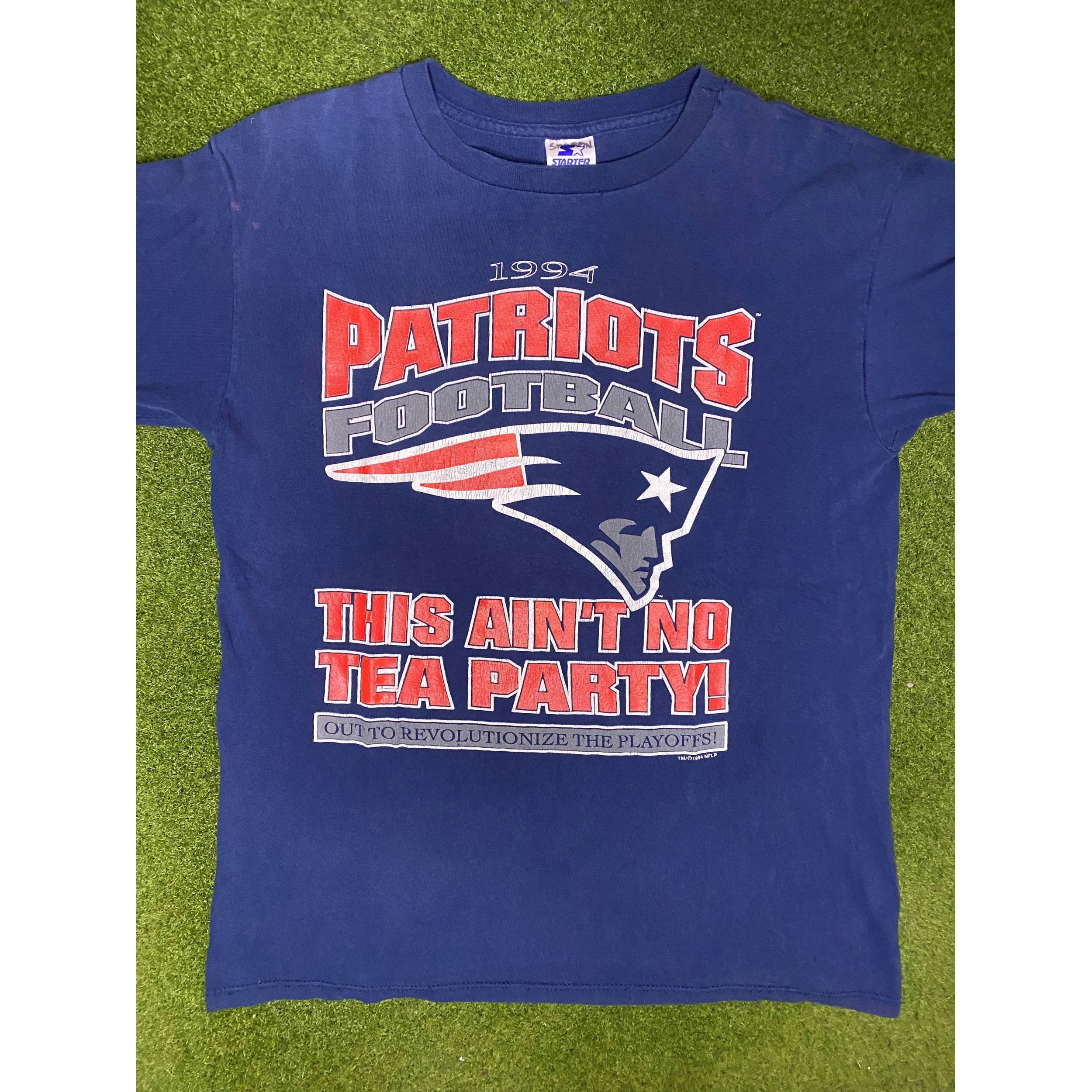 1994 New England Patriots - This Ain't No Tea Party - Vintage NFL T-Shirt (Yout