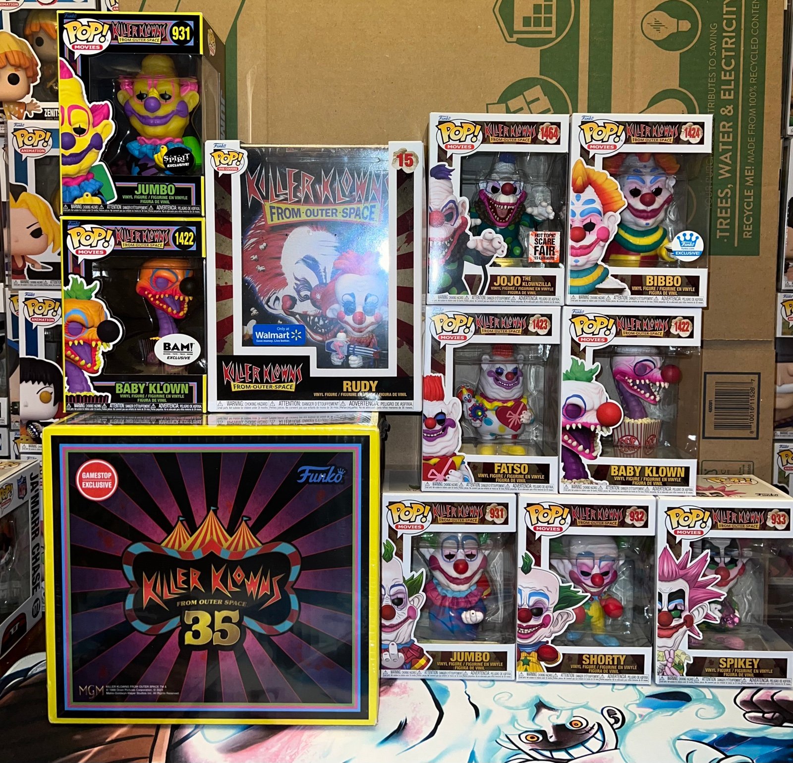 Funko Pop killer Klowns Shorty Spikey GameStop black light lot of 14