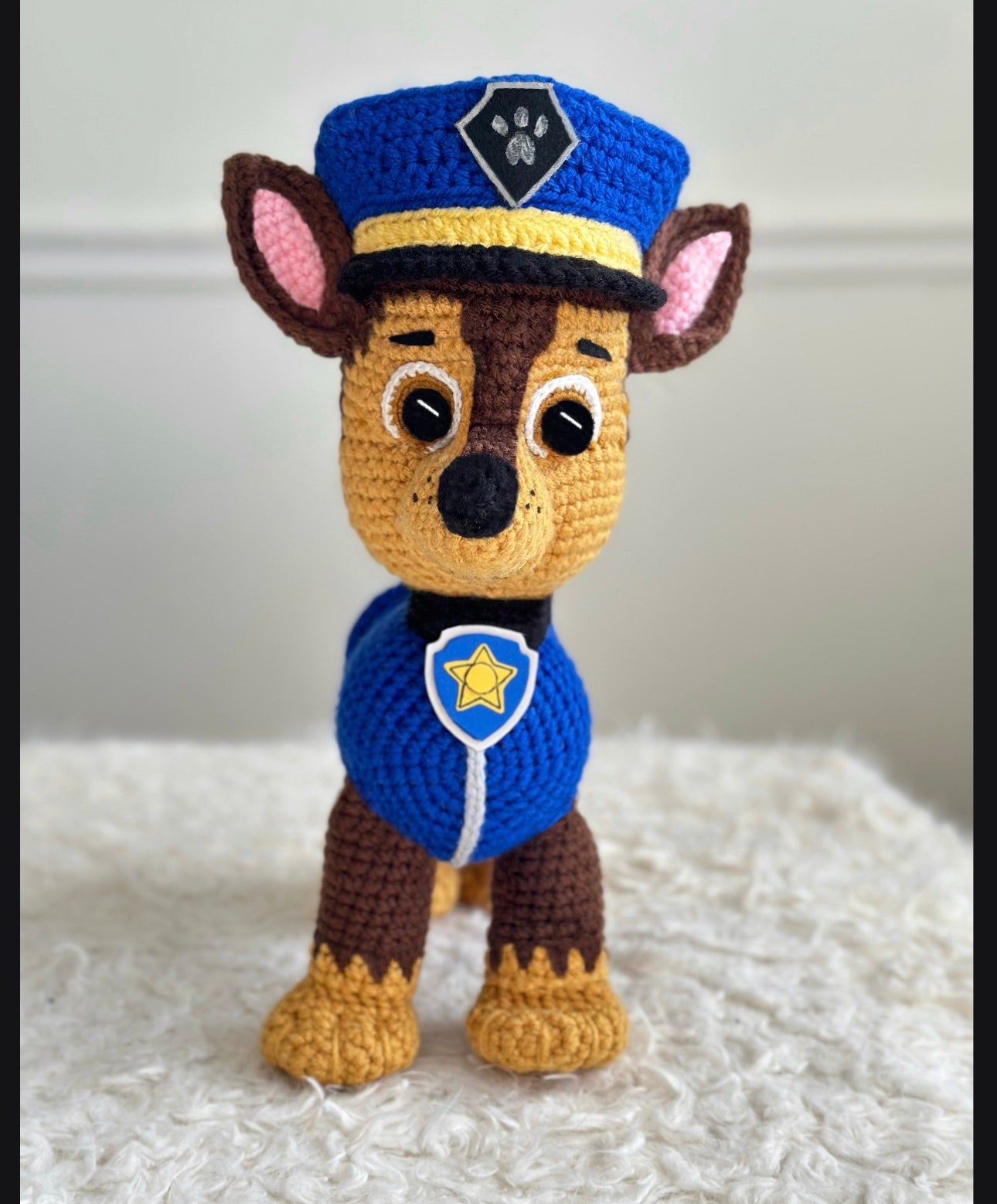 Paw Patrol “Chase” Character Cartoon Toy *Handmade - Brand New