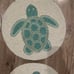 Set of 4 placemats tropical theme turtle seaweed 15” beaded Coastal Collection