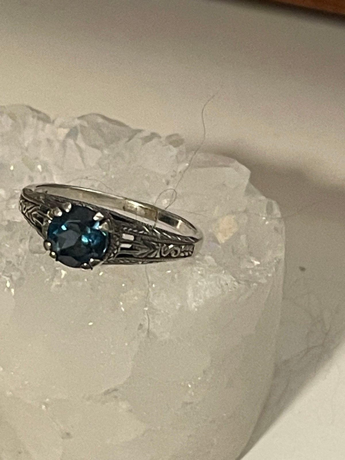 Art Deco London blue topaz ring