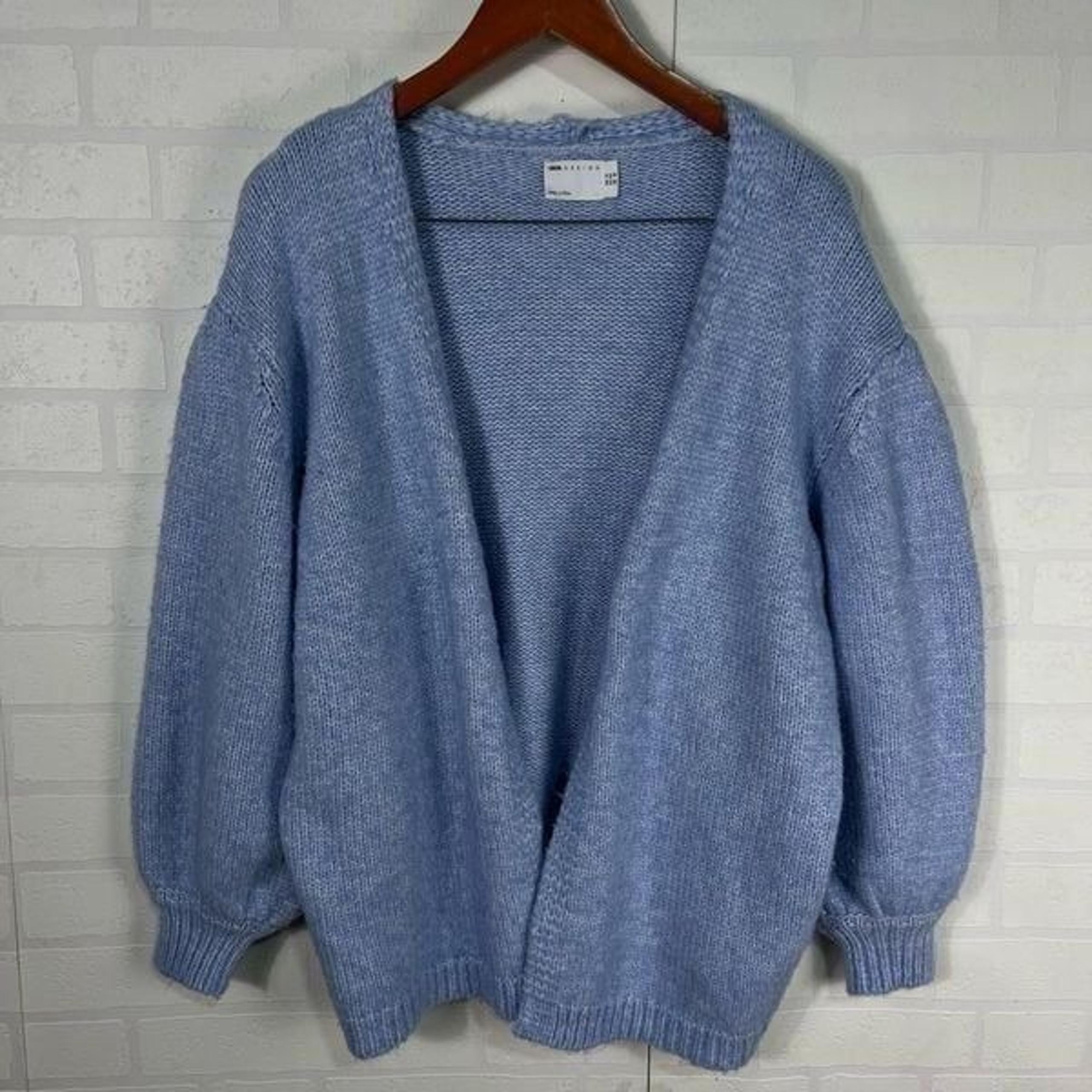 ASOS Womens Knit Cardigan Size 10 Baby Blue Cottagecore Cozy