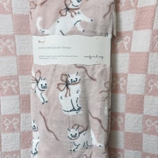 Pink Bow Cat Throw Blanket