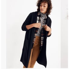 Madewell Black Merino Wool Camden Sweater Coat XS Long Oversized Cardigan