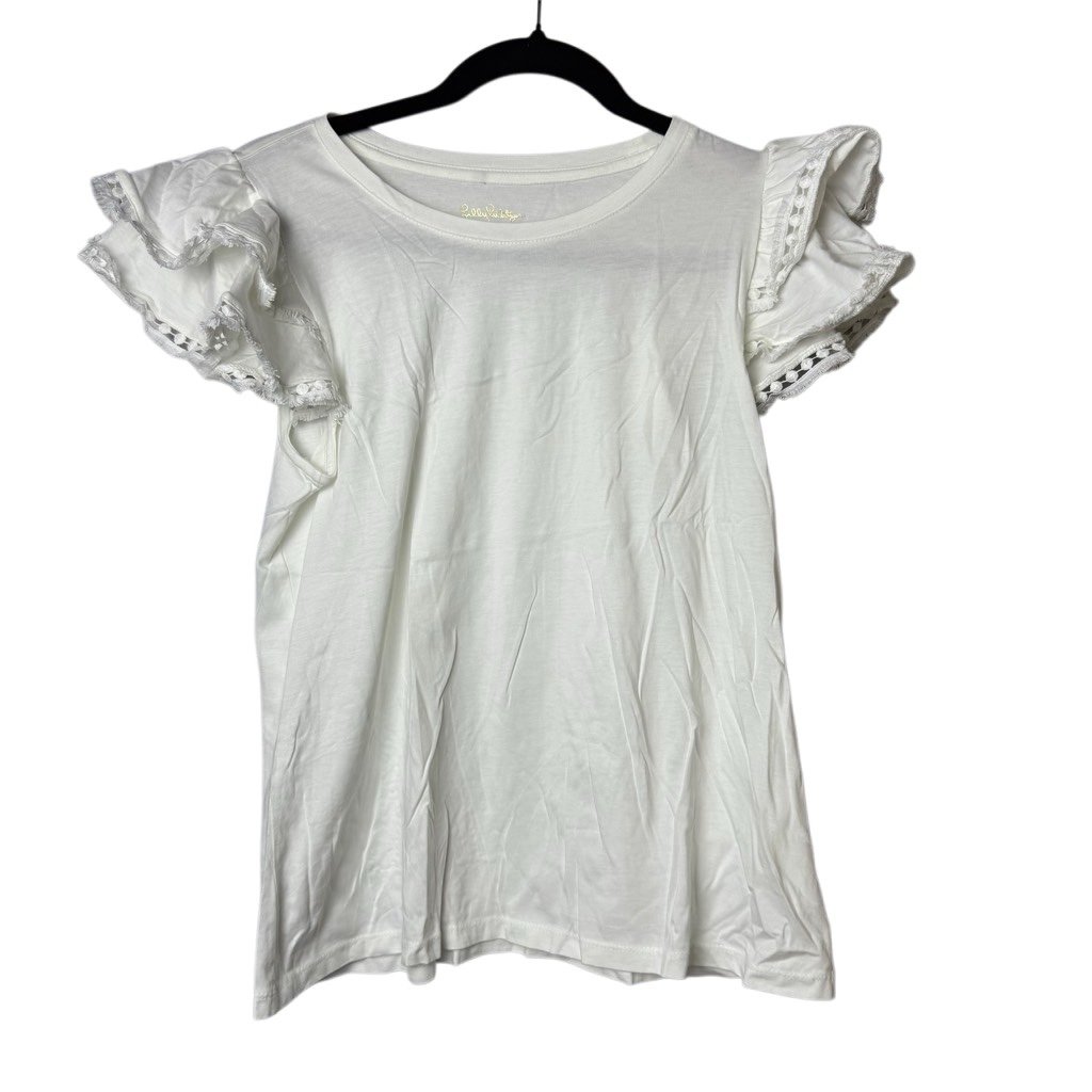 Lily Pulitzer EASY FIT TOP WITH CREW NECKLINE AND TIERED, FLOUNCED size small