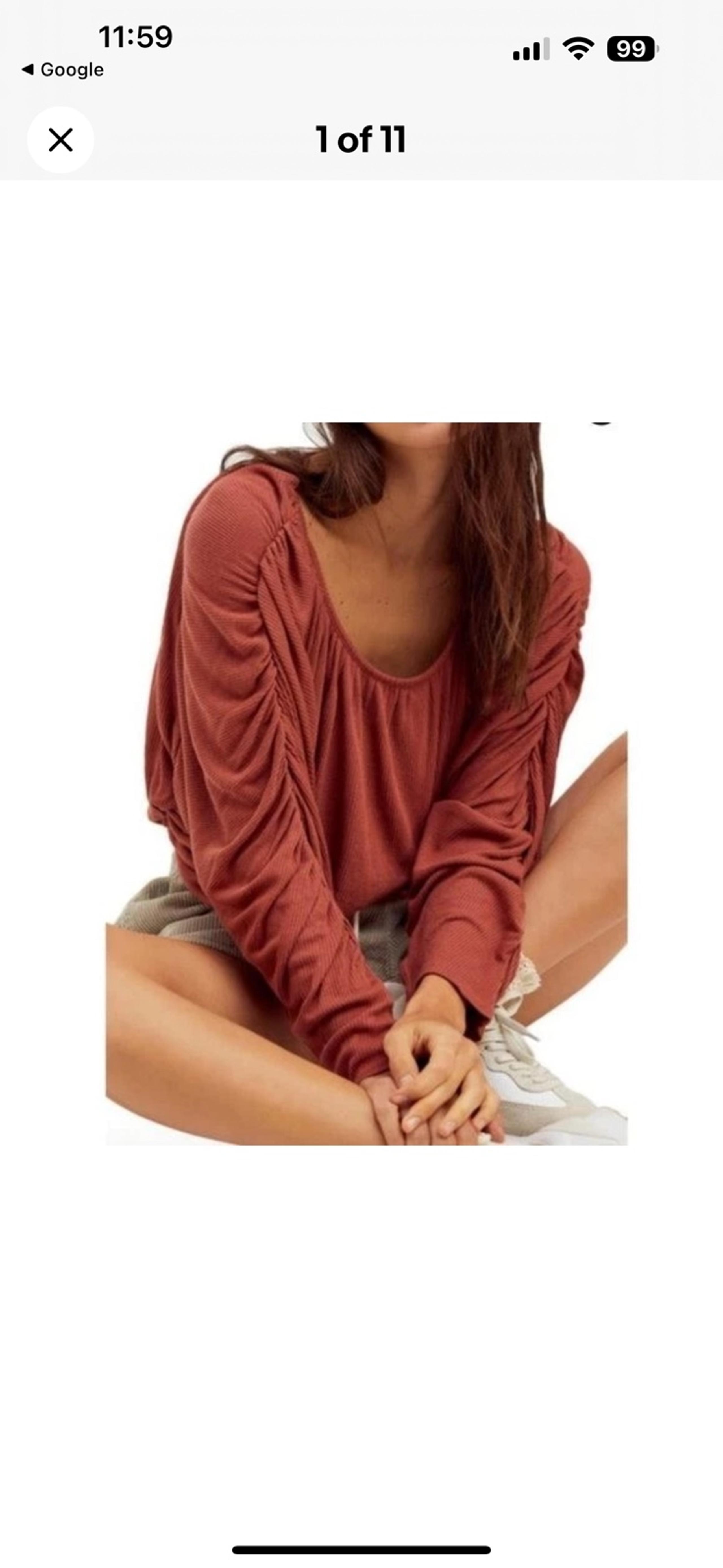 Free People Beach You’re the One Cherry Chai Cropped Ruched Knit Top Size XS