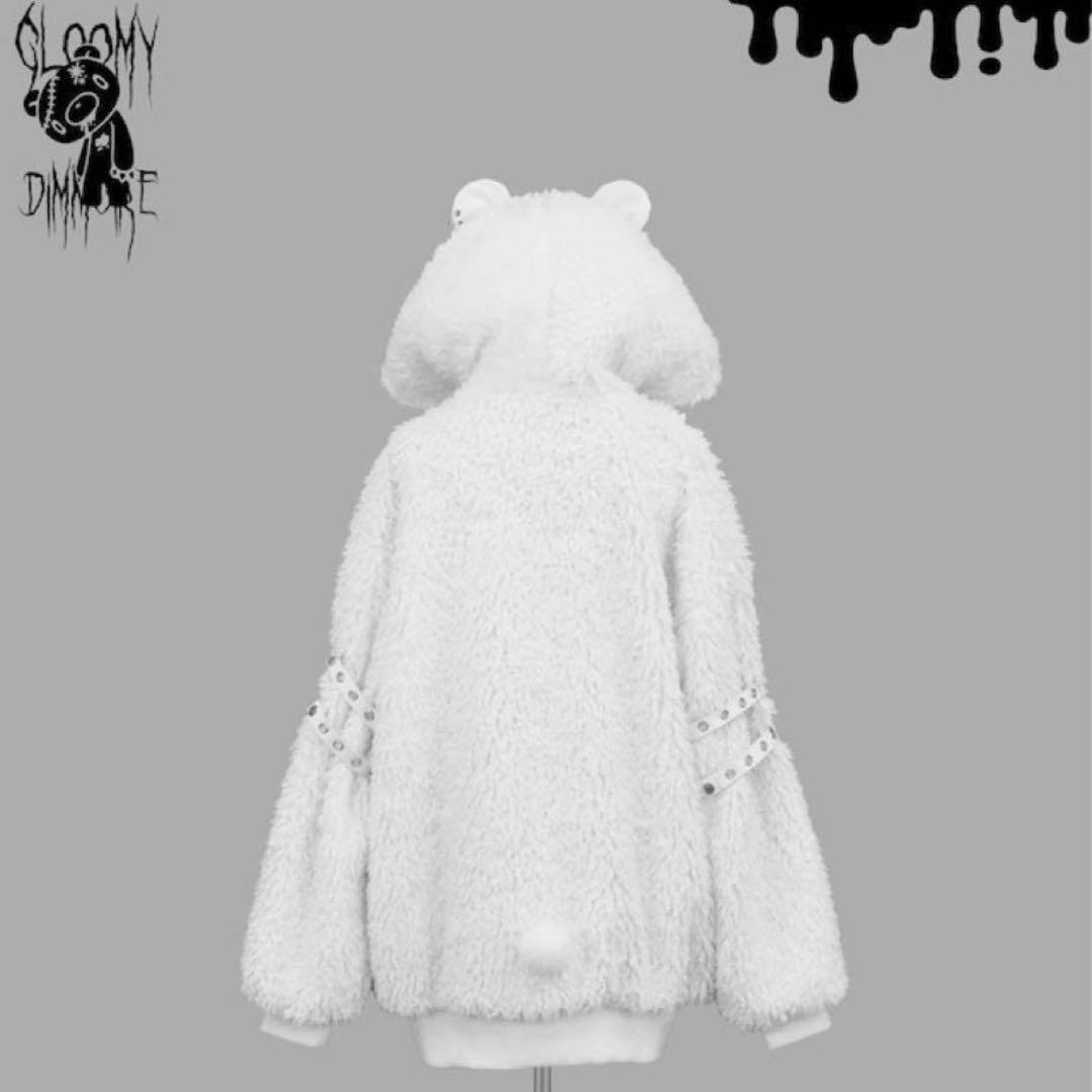GLOOMY bear x DimMoire Fleece Hoodie Boa Parka black kawaii