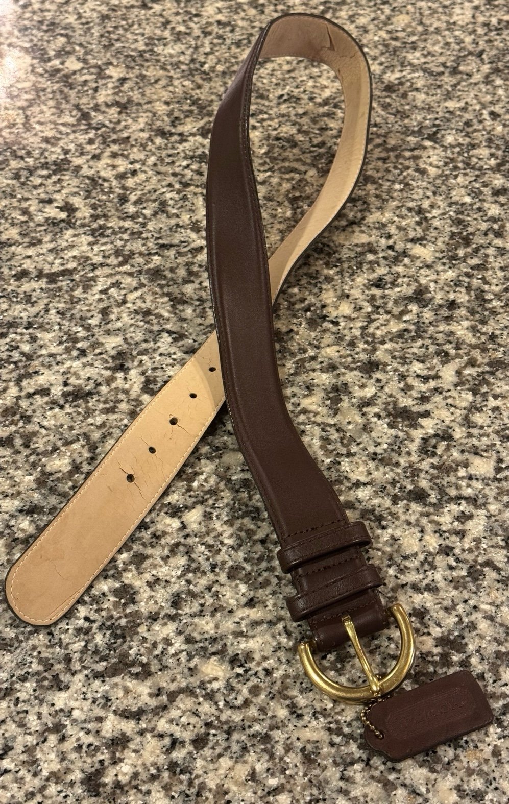 Pre-Loved Vintage COACH Women’s Leather & Brass Thick Belt w/Original Hang-Tag