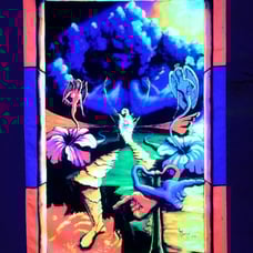 Blacklight Tapestry Psychedelic Trippy Hippie Decor UV Blacklight Surreal Art