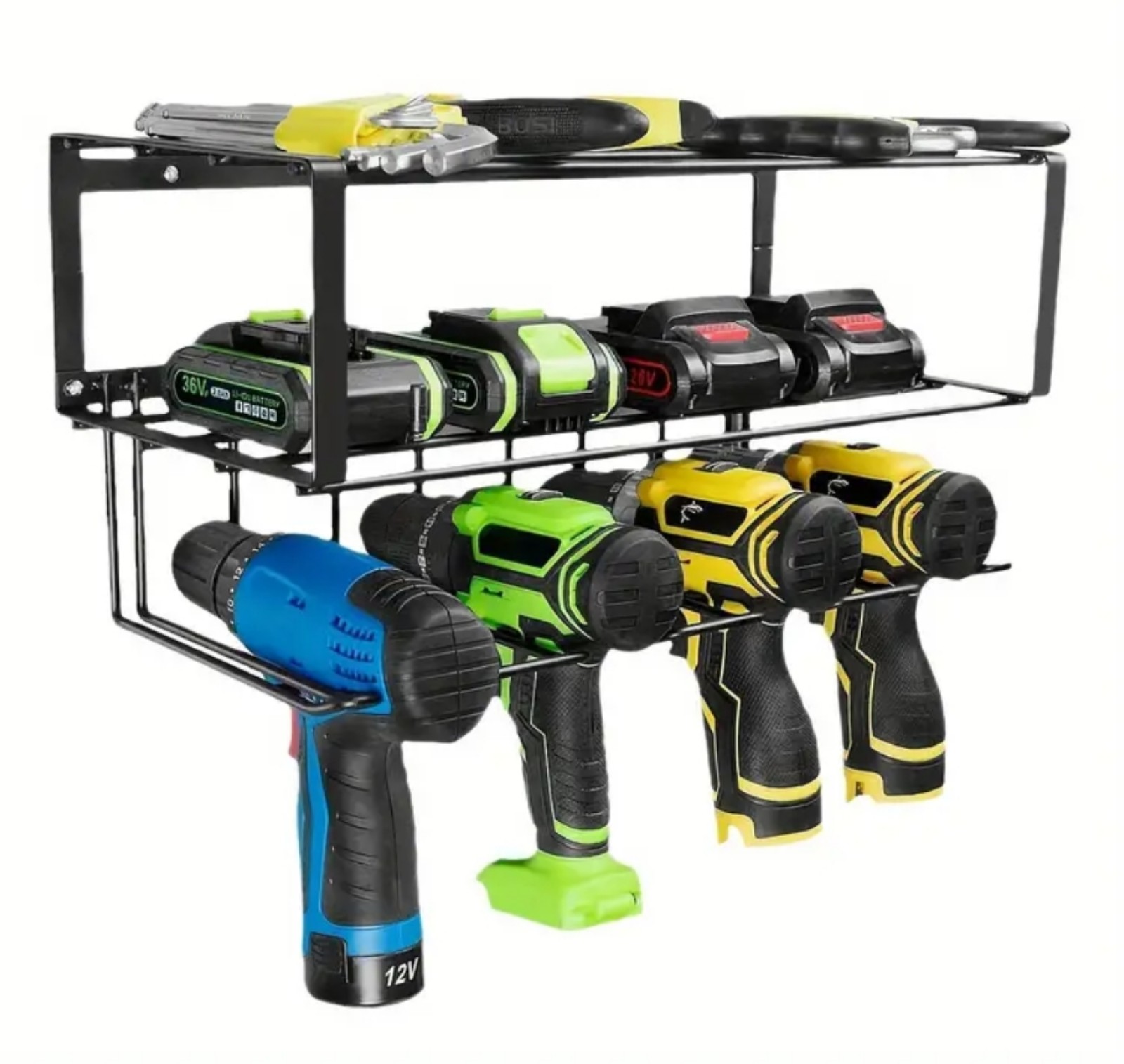 3 Tiers Power Tool Organizer, Drill Holder Wall Mount, Heavy Duty Garage Tool Or