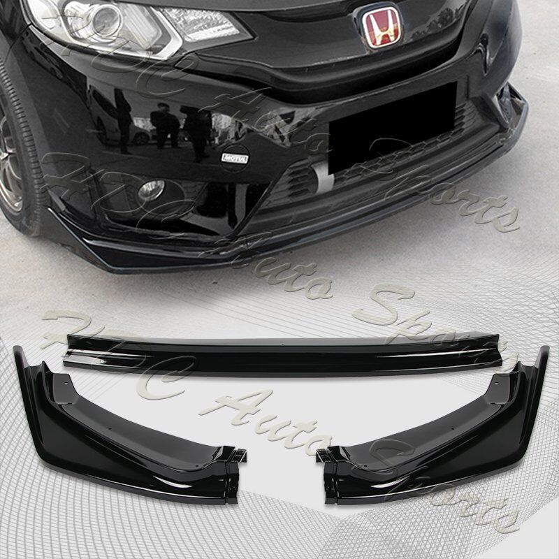 For 2014-2017 Honda Fit Painted Black Front Bumper Body Kit Spoiler Lip 3PCS