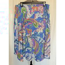 Lauren Ralph Lauren Women's Size 12 Blue Multi Paisley Print Fully Lined Skirt