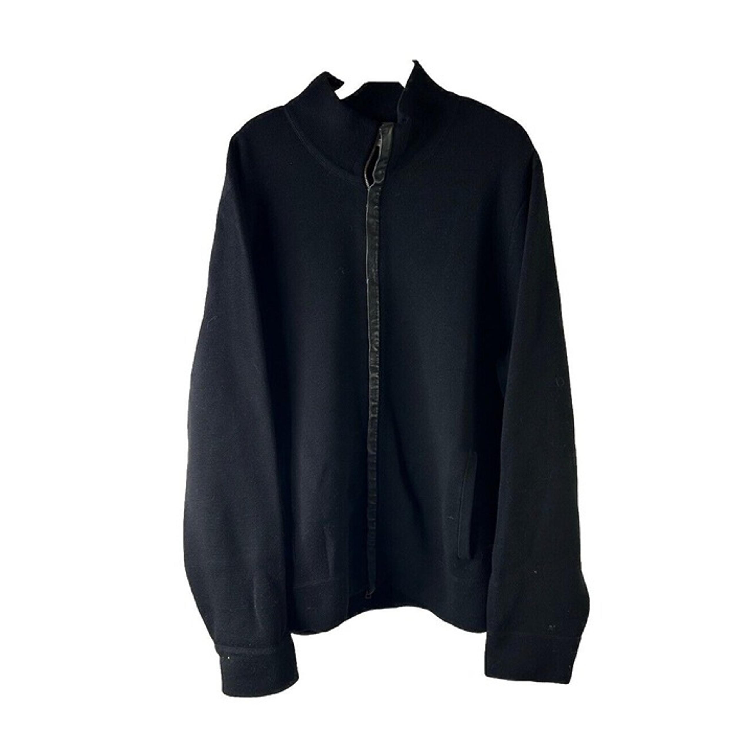 Theory Mens XL Wool Chunky Knit Zip Cardigan Sweater Faux Leather Trim