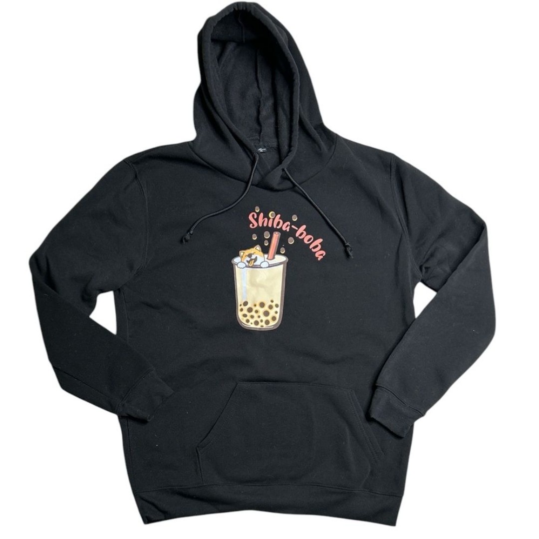 Black Shiba Boba Hoodie Unisex XL NWOT