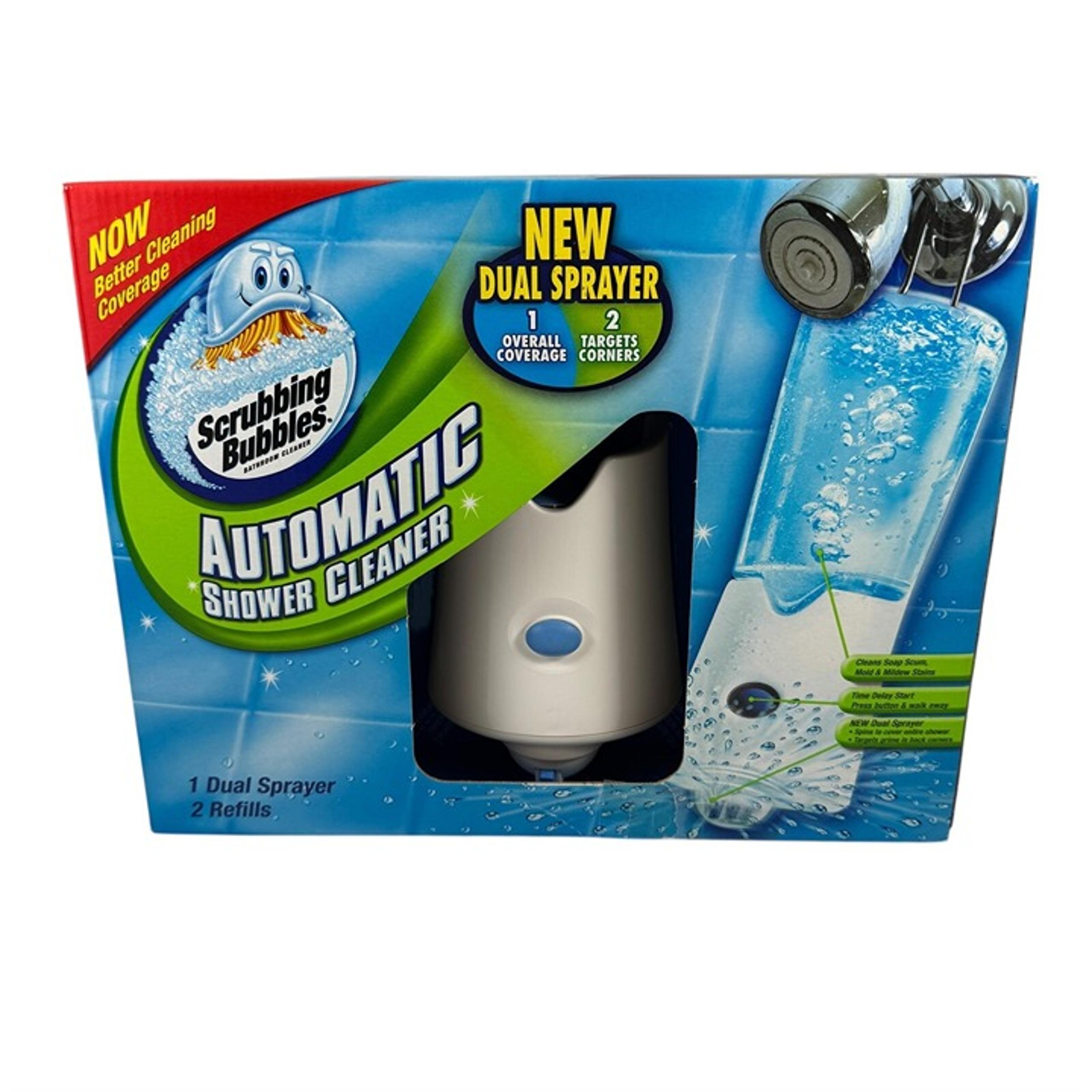Scrubbing Bubbles Automatic Shower Cleaner Dual Sprayer and 2 Refills NIB 2007