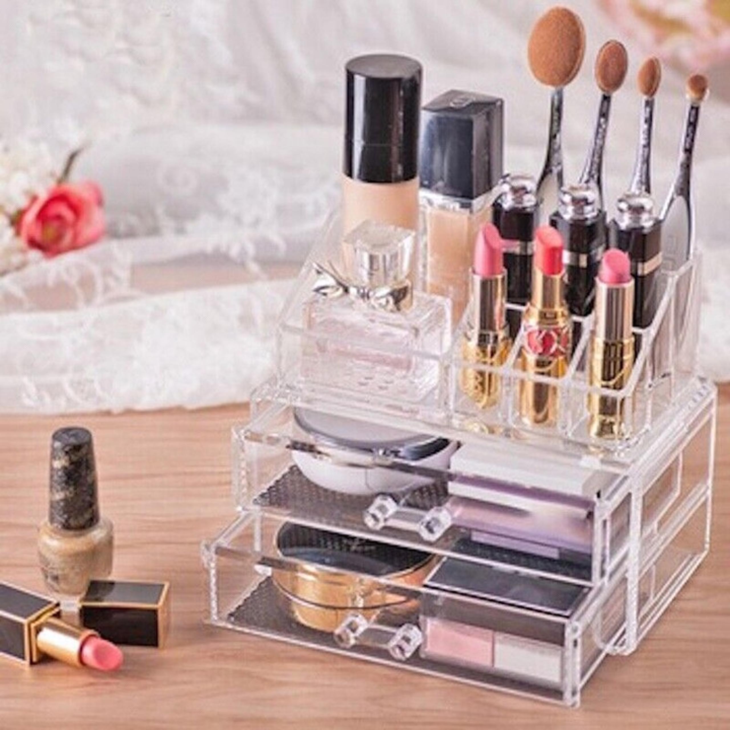 Cosmetic Organizer Container Store Transparent 1102 - 2 pcs Set Free Shipping