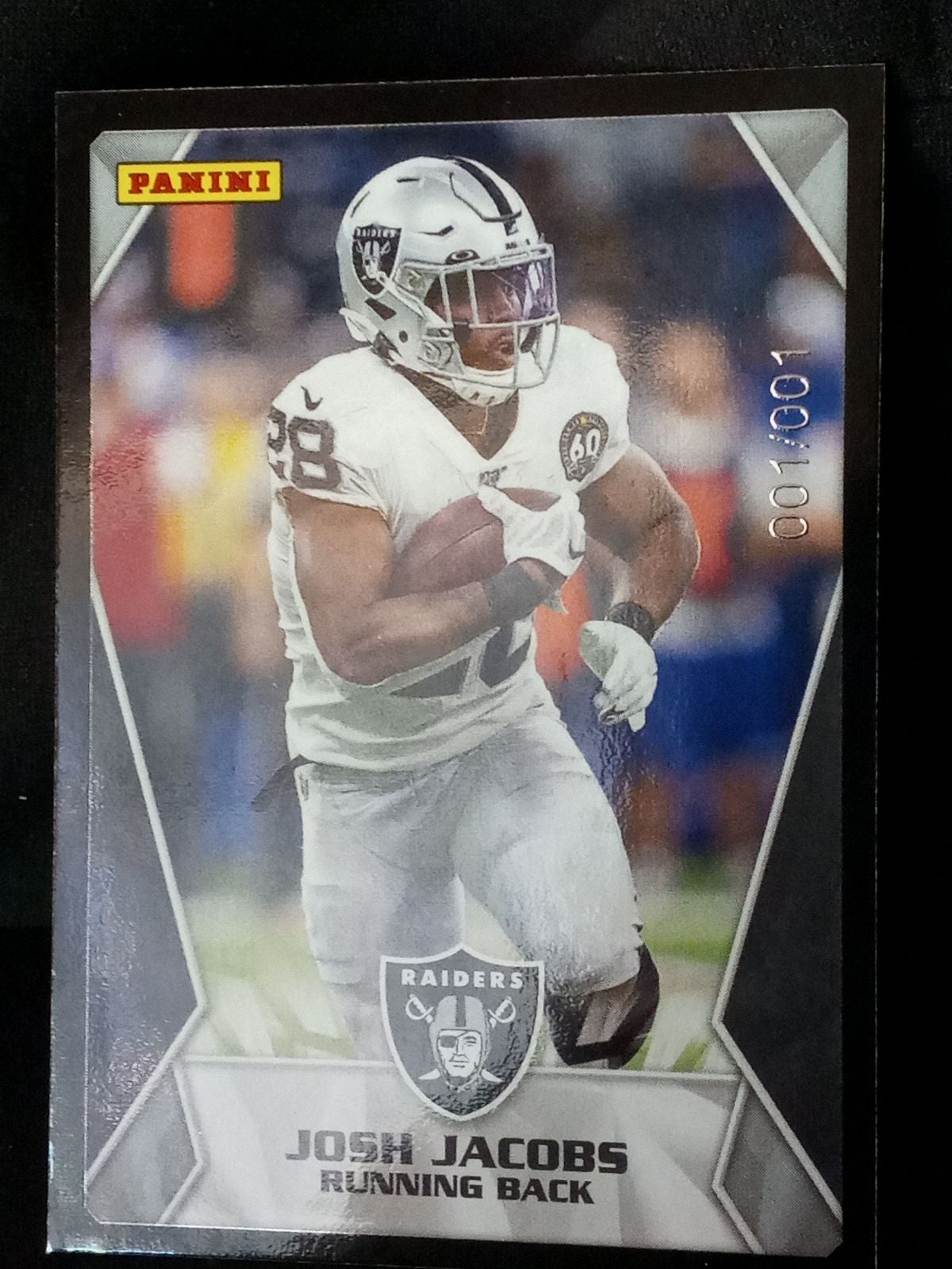 1 of 1 !!!! Josh Jacobs Black Panini Sticker Card